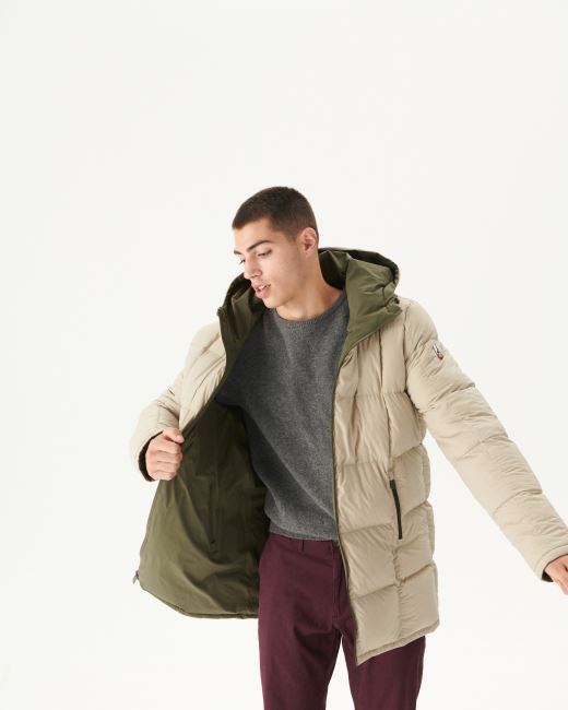 Army/Beige Warm Hooded Down Jacket Toronto Jott