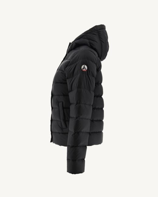 Black Jane Straight Hooded Puffer Jacket Jott