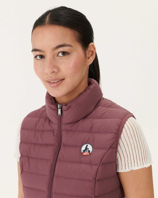 Burgundy Grenada Stretch Sleeveless Puffer Jacket Jott