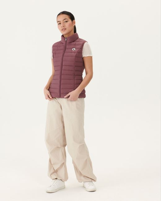 Burgundy Grenada Stretch Sleeveless Puffer Jacket Jott