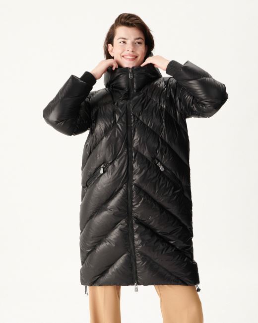 Extreme Cold Hooded Long Down Jacket Noir Comet Jott