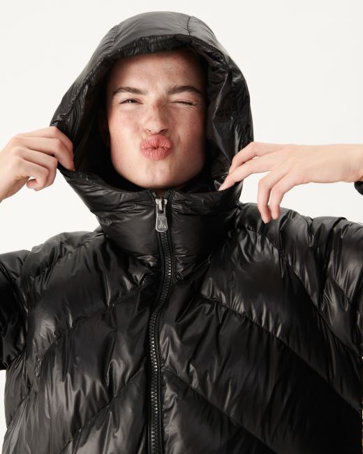 Extreme Cold Hooded Long Down Jacket Noir Comet Jott