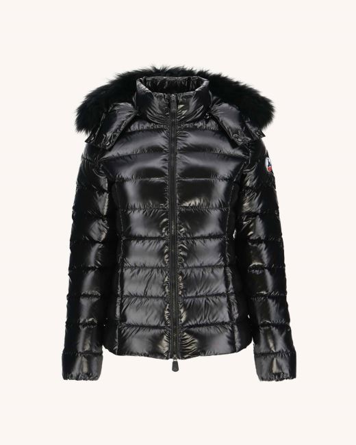 Extreme Cold Lacquered Hooded Down Jacket Noir Luxe Jott