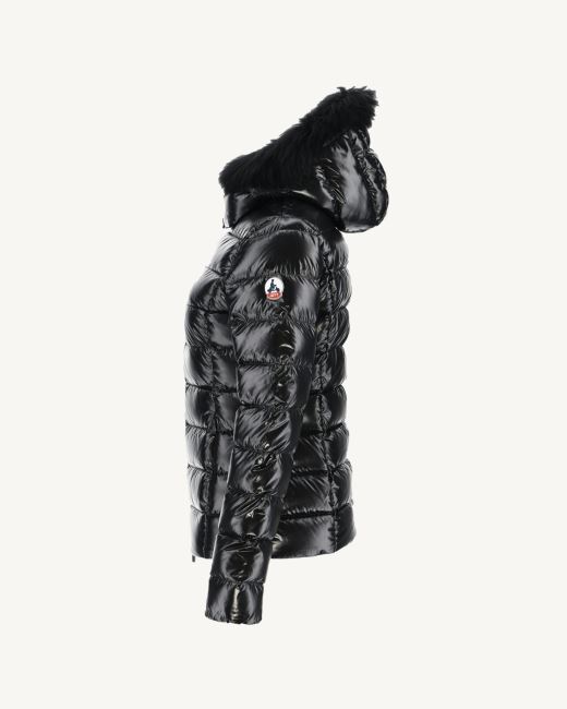 Extreme Cold Lacquered Hooded Down Jacket Noir Luxe Jott