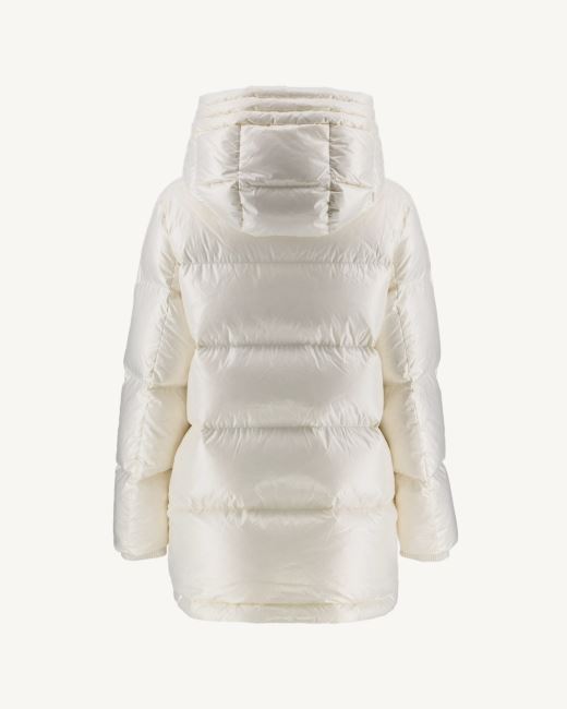 Hooded Lacquered Down Jacket Great Cold Blanc Santa Jott