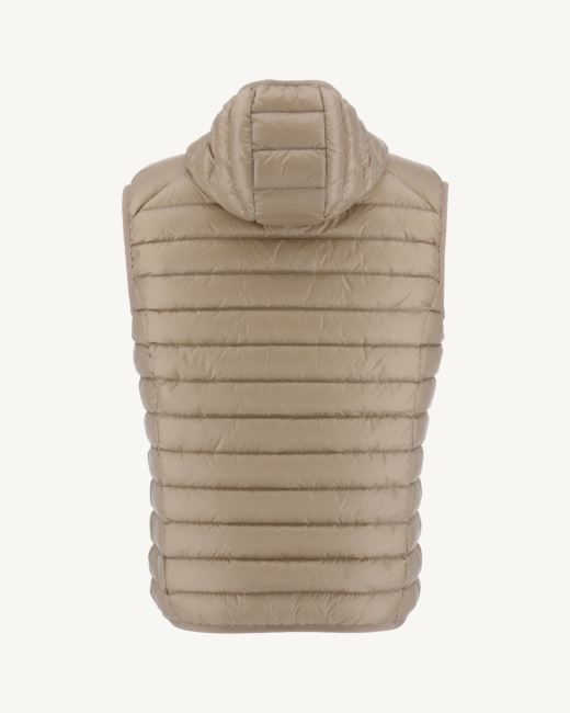 Hooded Sleeveless Down Jacket Beige Pat Jott
