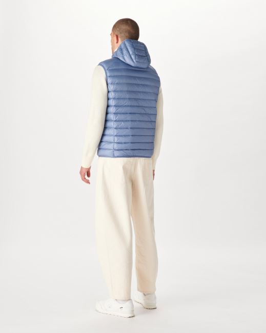 Hooded Sleeveless Down Jacket Blue Delave Pat Jott