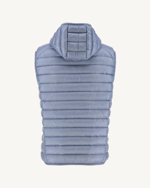 Hooded Sleeveless Down Jacket Blue Delave Pat Jott