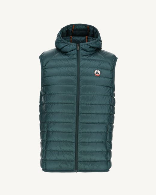 Hooded Sleeveless Down Jacket Vert Fonce Pat Jott