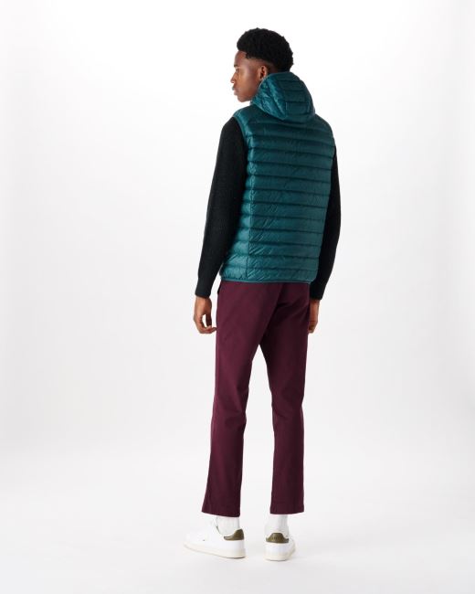 Hooded Sleeveless Down Jacket Vert Fonce Pat Jott