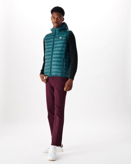 Hooded Sleeveless Down Jacket Vert Fonce Pat Jott