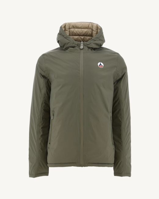 Jott Army/Beige Reversible Hooded Puffer Jacket Bergen