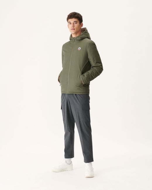 Jott Army/Beige Reversible Hooded Puffer Jacket Bergen