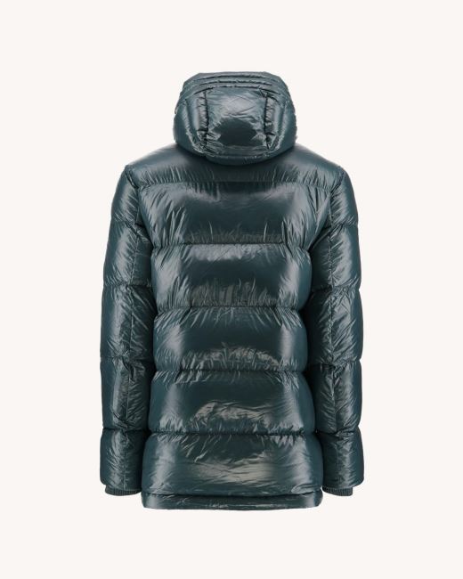 Jott Dark Green Hooded Lacquered Down Jacket Claus