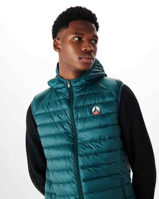 Jott Dark Green Hooded Sleeveless Down Jacket Pat