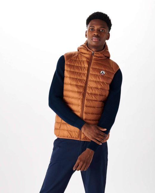 Jott Hooded Sleeveless Down Jacket Caramel Pat