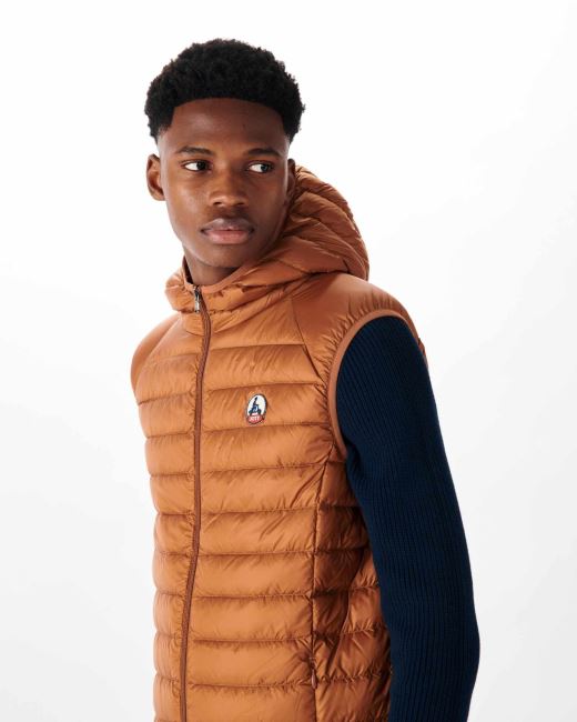 Jott Hooded Sleeveless Down Jacket Caramel Pat