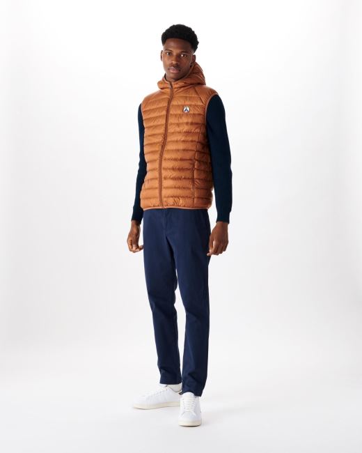 Jott Hooded Sleeveless Down Jacket Caramel Pat