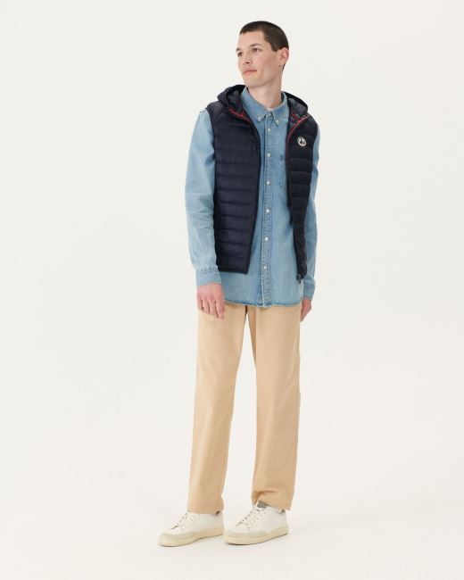 Jott Hooded Sleeveless Down Jacket Marine Pat