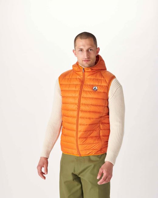 Jott Hooded Sleeveless Down Jacket Orange Pat