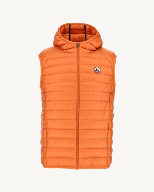 Jott Hooded Sleeveless Down Jacket Orange Pat