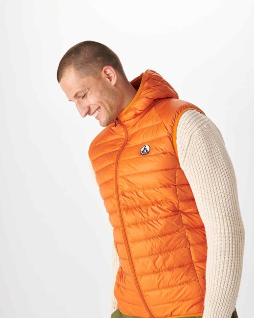 Jott Hooded Sleeveless Down Jacket Orange Pat