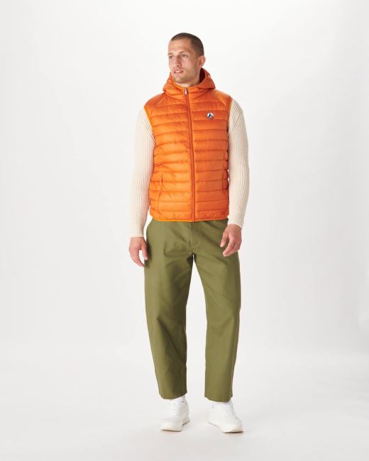 Jott Hooded Sleeveless Down Jacket Orange Pat