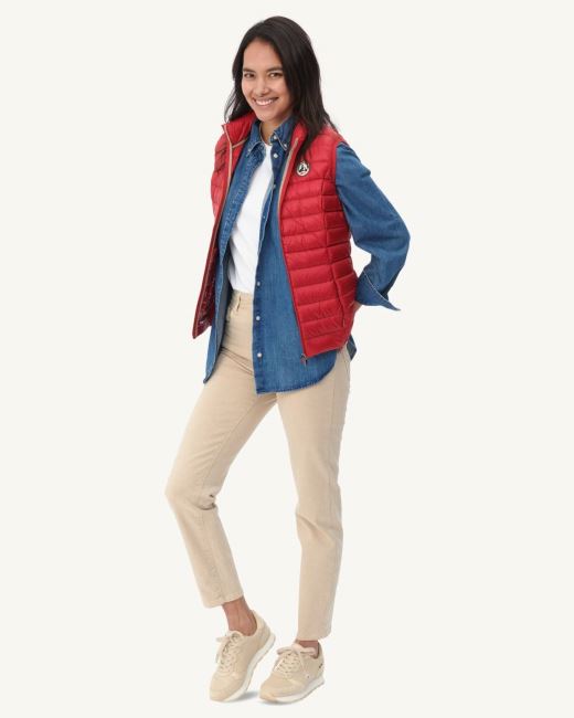 Jott Light Sleeveless Down Jacket Red Seda