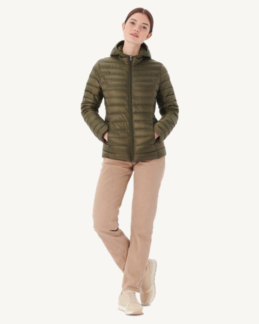 Jott Lightweight Hooded Down Jacket Army Cloe