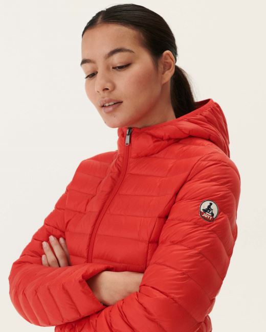 Jott Lightweight Hooded Down Jacket Fire Red Cloe
