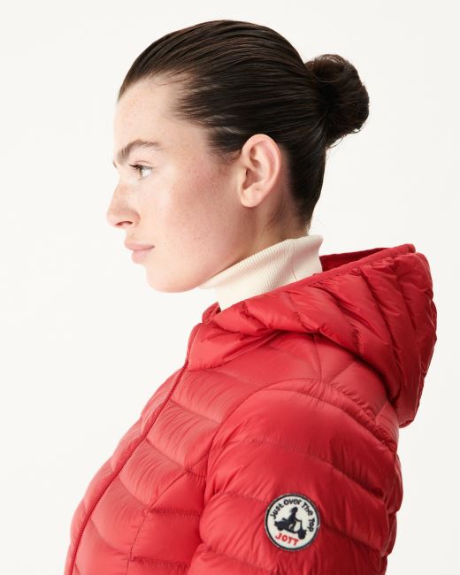 Jott Lightweight Hooded Down Jacket Red Cloe