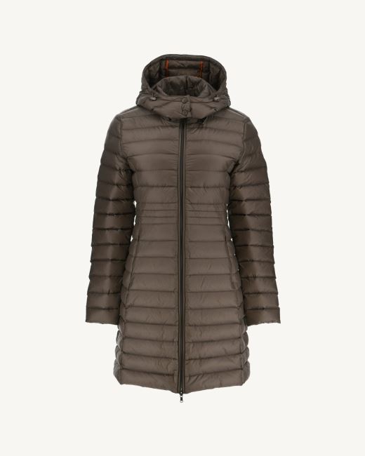Jott Long Hooded Down Jacket Taupe Vero