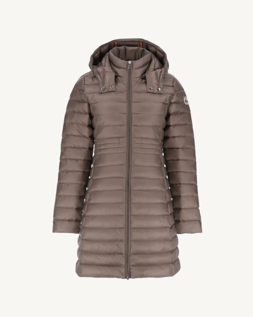 Jott Long Hooded Down Jacket Taupe Vero