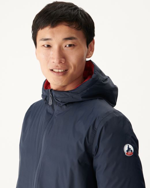 Jott Navy Blue/Red Reversible Light Puffer Jacket Amsterdam