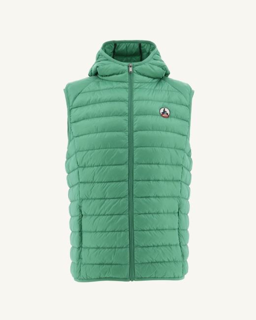 Jott Poppy Green Hooded Sleeveless Down Jacket Pat