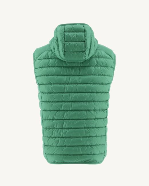 Jott Poppy Green Hooded Sleeveless Down Jacket Pat