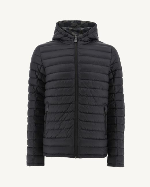 Jott Print Militaire/Noir Reversible Hooded Puffer Jacket Bergen