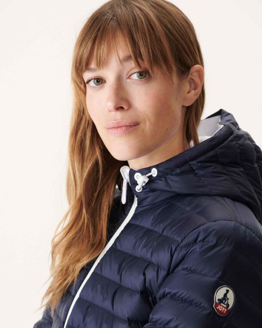 Jott Reversible Light Down Jacket White/Navy Blue Moscou