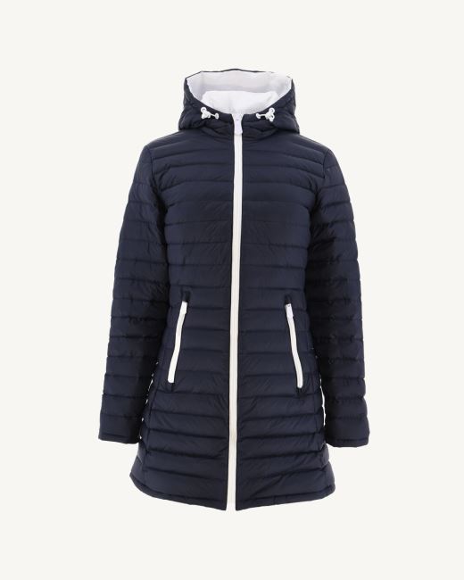 Jott Reversible Light Down Jacket White/Navy Blue Moscou