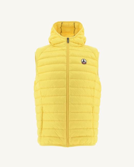 Jott Soft Yellow Hooded Sleeveless Down Jacket Pat