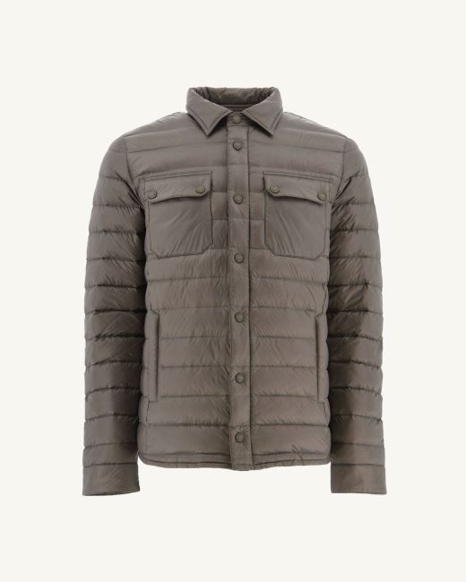 Jott Taupe Cris Lightweight Shirt Collar Puffer Jacket