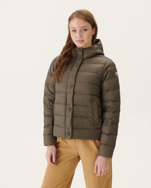 Jott Taupe Jane Straight Hooded Puffer Jacket