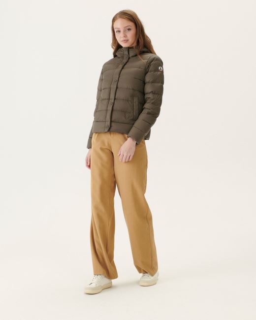 Jott Taupe Jane Straight Hooded Puffer Jacket