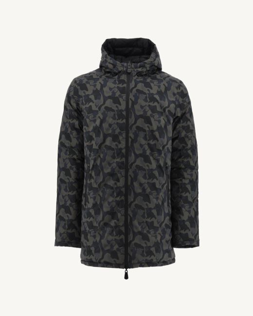 Jott Tonal Military Print/Black Reversible Light Down Jacket Amsterdam