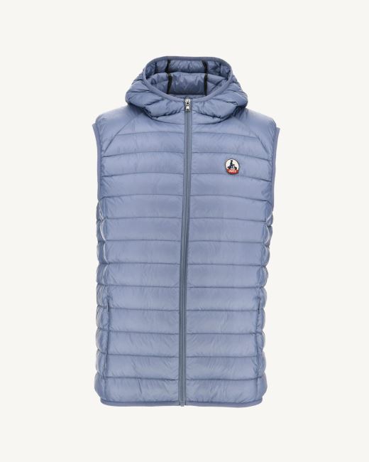 Jott Washed Blue Hooded Sleeveless Down Jacket Pat