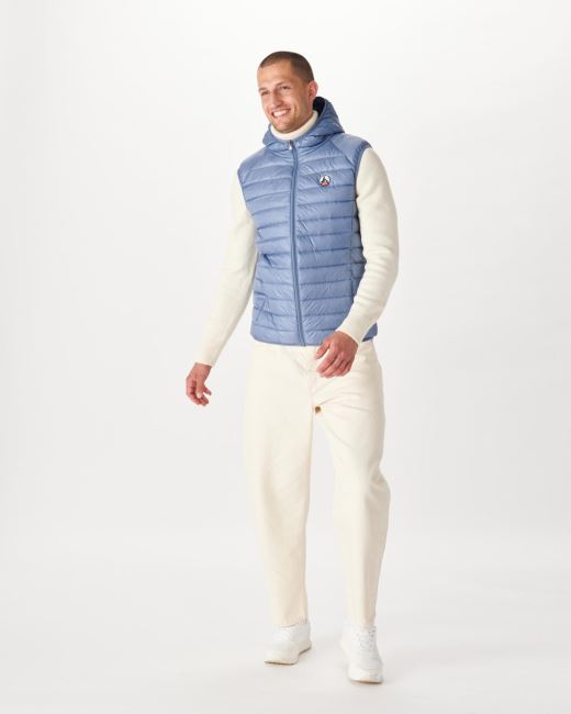Jott Washed Blue Hooded Sleeveless Down Jacket Pat