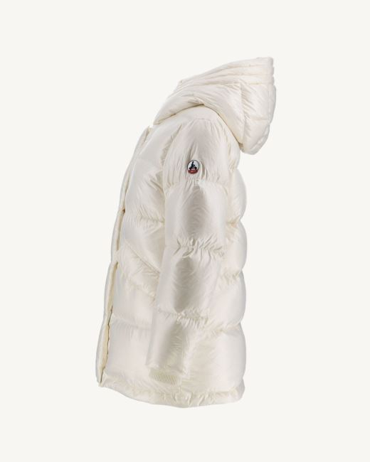 Jott White Hooded Lacquered Down Jacket Santa