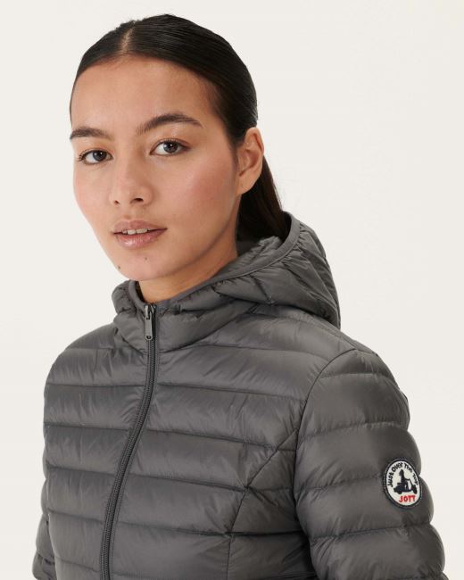 Lightweight Hooded Down Jacket Anthracite Cloe Jott