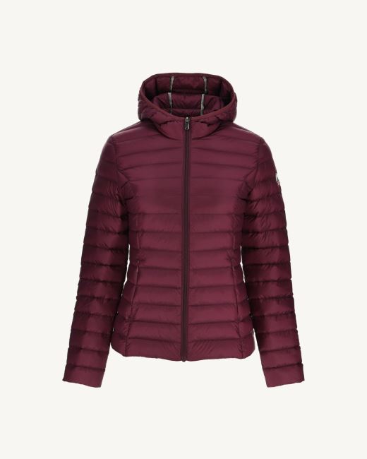 Lightweight Hooded Down Jacket Aubergine Cloe Jott