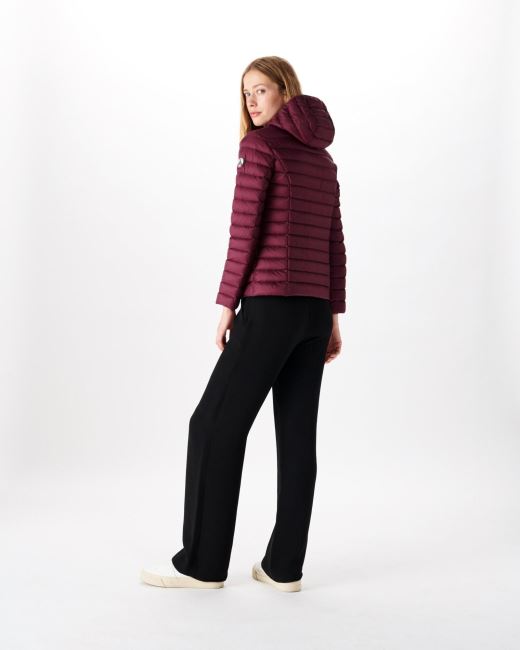 Lightweight Hooded Down Jacket Aubergine Cloe Jott